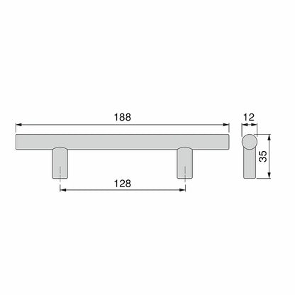 Maniglia per mobili Orlando L188 mm, interasse 128 mm, Acciaio, Verniciato nero