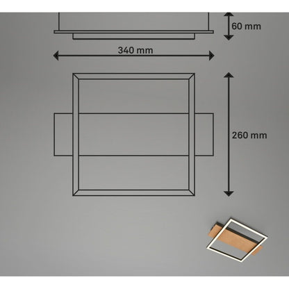 Plafoniera Kada led 34x26 cm 14w 1400lm legno nero
