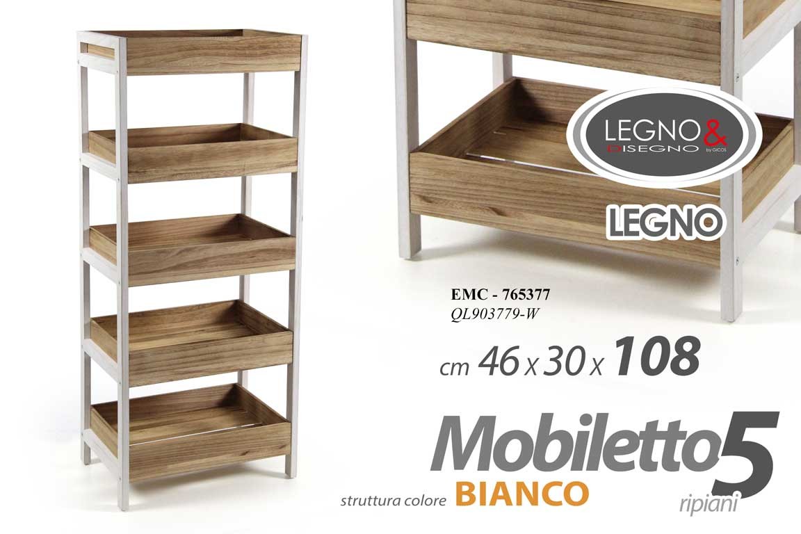 Scaffale cinque ripiani cm 46 x 30 x 108 h