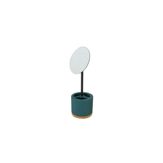 Specchio moderno con portaoggetti D14 cm colore Petrolio