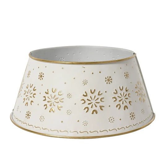 Copribase per albero di Natale in ferro bianco e oro Ø70 × H27 cm