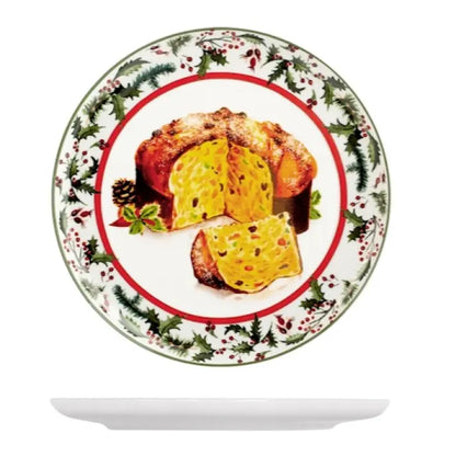 Piatto panettone in porcellana Coupe Natale 27 cm - 1 pezzo fantasia assortita