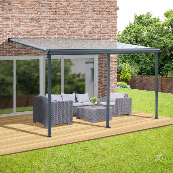 Tettoia a pergola grigia in alluminio cm 435 x 303 x 278 h