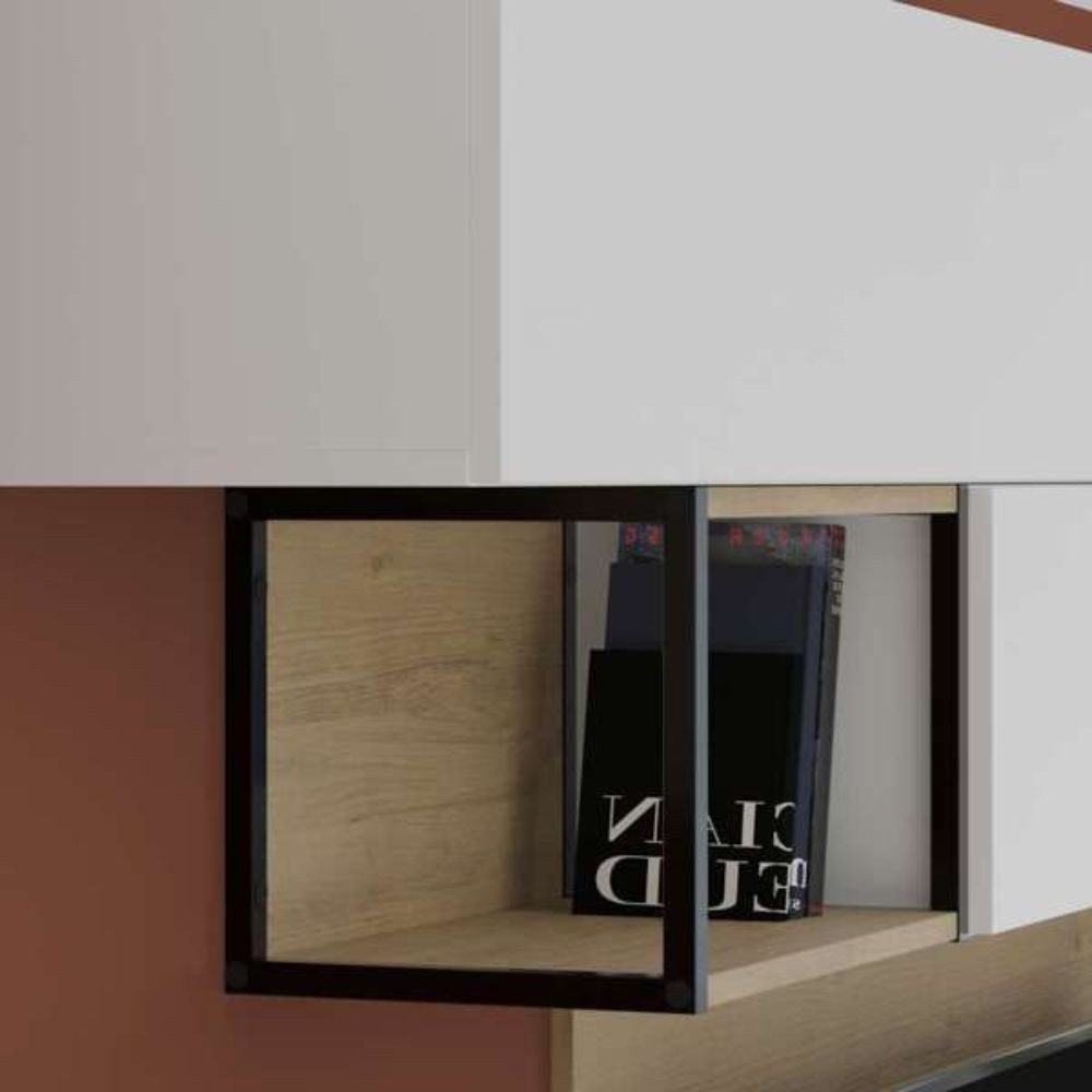 Parete attrezzata 260x40x33 cm bianco rovere