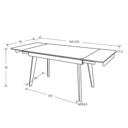 Tavolo allungabile bianco 160x90x76 cm