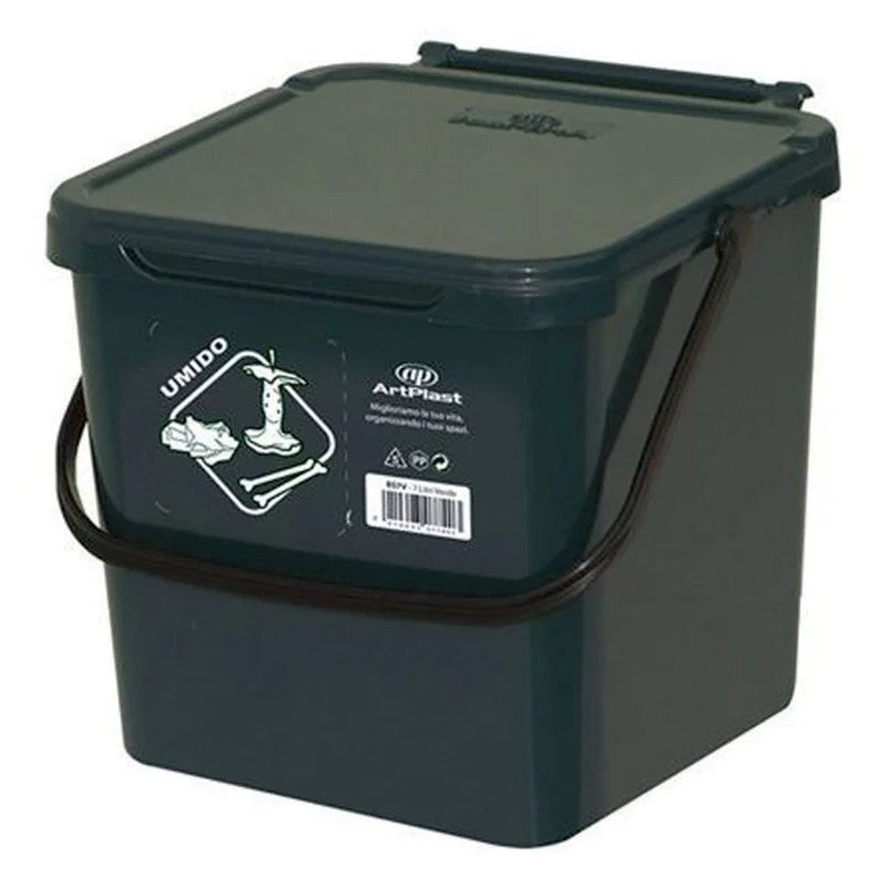 Cassonetto per raccolta differenziata verde 7 Litri