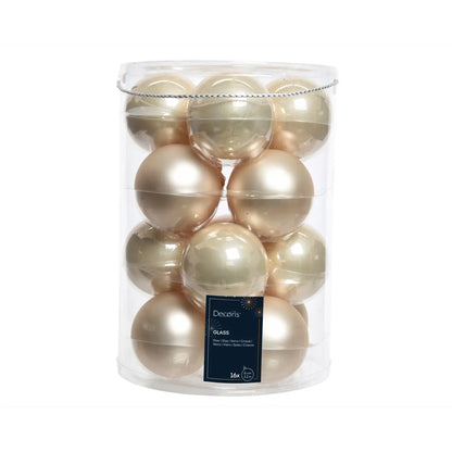 Box 16 palline di Natale in vetro perla lucide e opache Ø8 cm