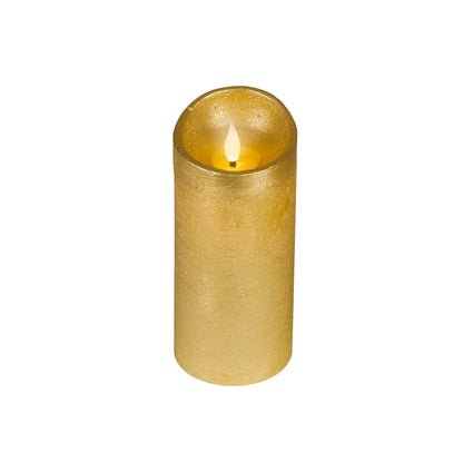 Candela in cera oro con LED Ø7,5 × H17 cm