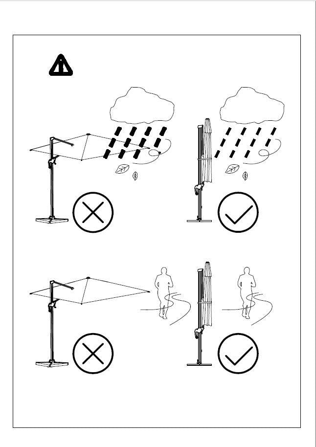 Ombrellone in Alluminio Montana 4x4 m Grigio con Palo Laterale