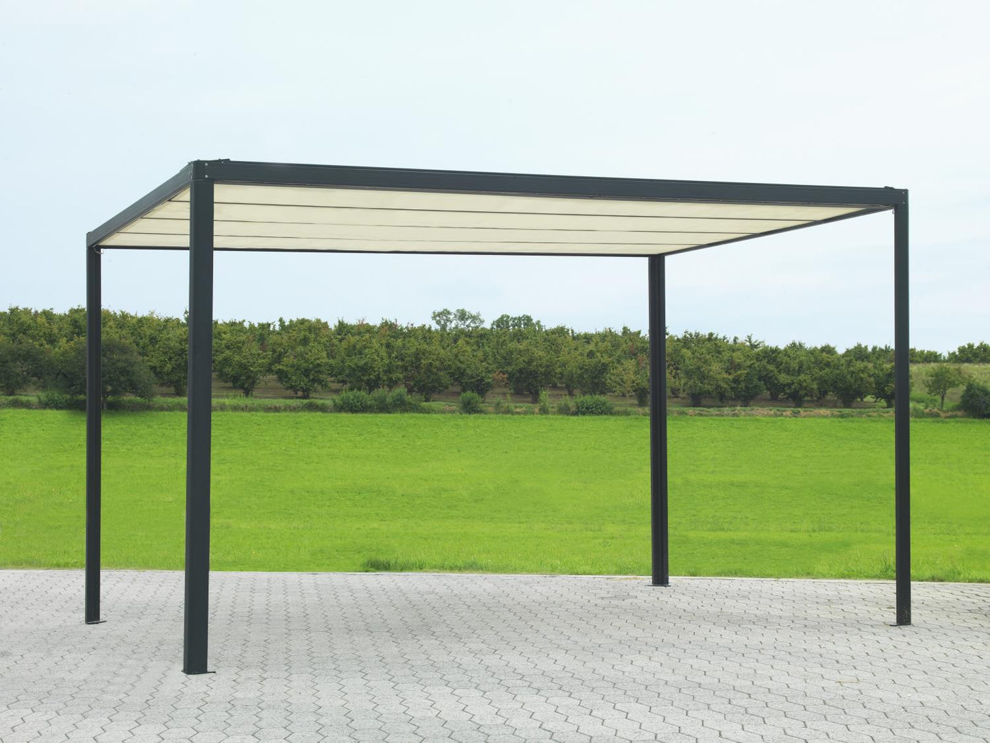 Pergola in Alluminio Milwaukee 3x3x2,5 m Nera con Telo Elettrico