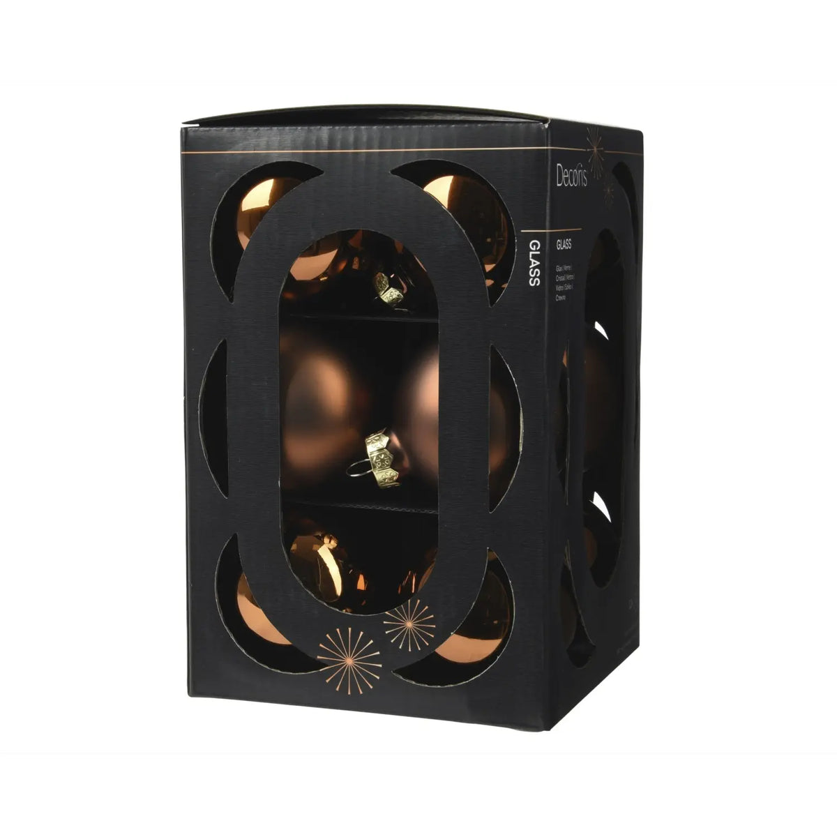Box 12 palline di Natale in vetro marrone espresso lucide e opache Ø6 cm