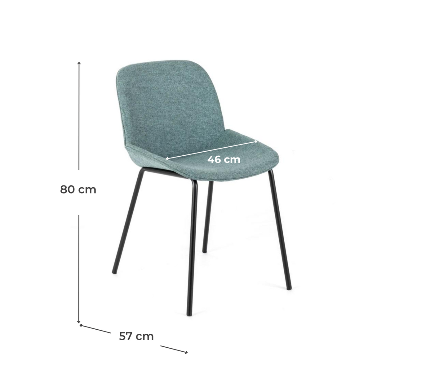 4x Sedia in Tessuto Verde Salvia con Design Moderno 57x46xH80 cm