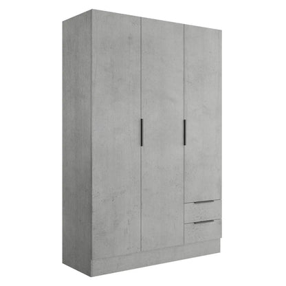 Armadio 3 ante + 2 cassetti cm 120x50 cemento