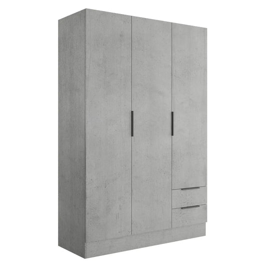 Armadio 3 ante + 2 cassetti cm 120x50 cemento