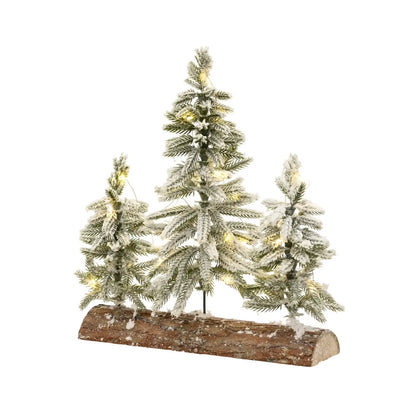 Centrotavola natalizio con alberi verdi e LED 28 × 10 × H30 cm