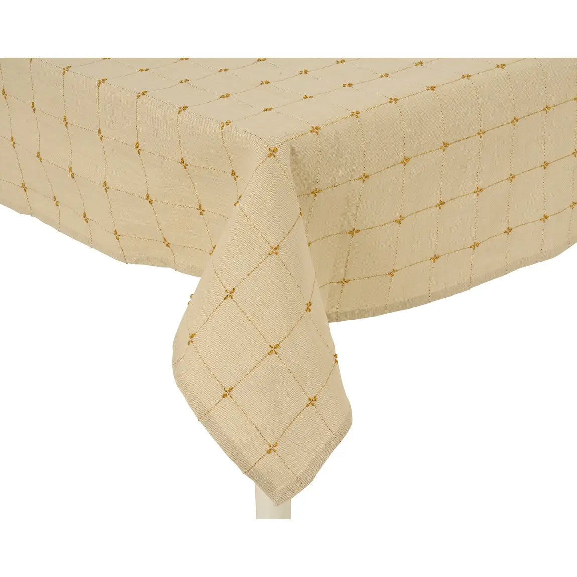 Tovaglia ecrù con decorazioni oro 140 × 180 cm
