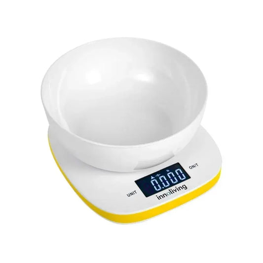 Bilancia digitale da cucina con ciotola 5 Kg display LCD retroilluminato gialla