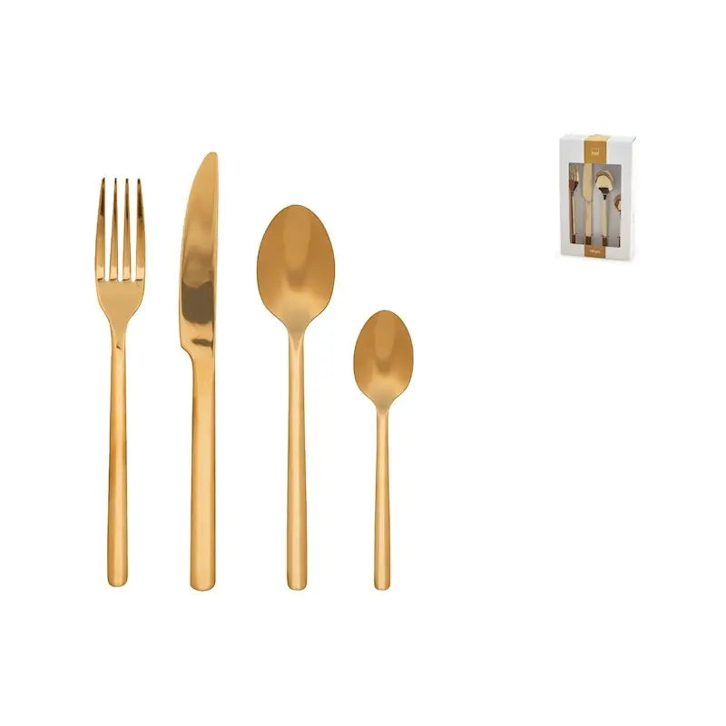 Servizio posate Aurum 24 pezzi in acciaio inox. finitura oro lucido