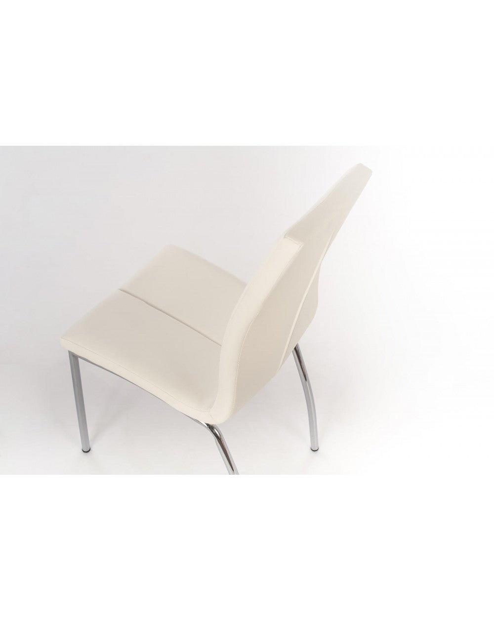 4x Sedie in similpelle bianca con gambe grigio cromo – Viva