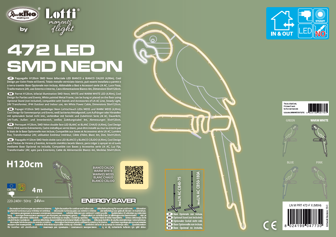 Neon bifacciale LED 50x120 cm Mix4