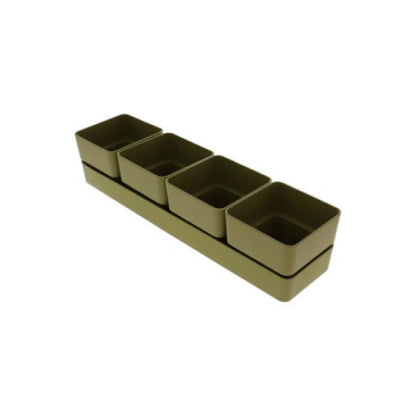 Fioriera con sottovaso rettangolare Verde Oliva